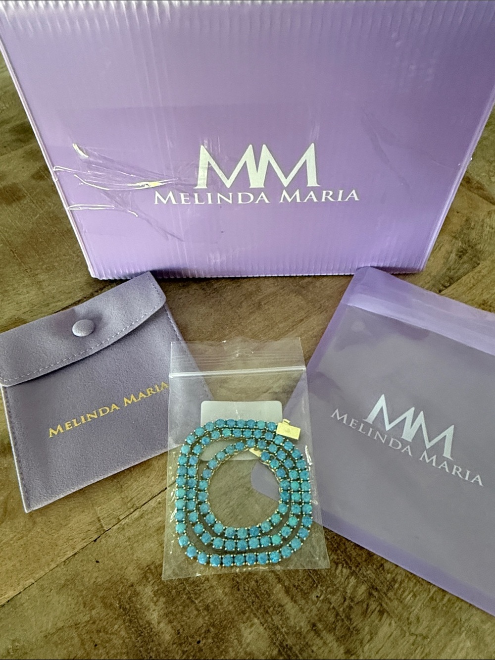 🌟 BRAND NEW 🌟 Melinda Maria Grand Heiress Gold Opal Tennis Necklace 4mm 🩵 💫 - Picture 3 of 9